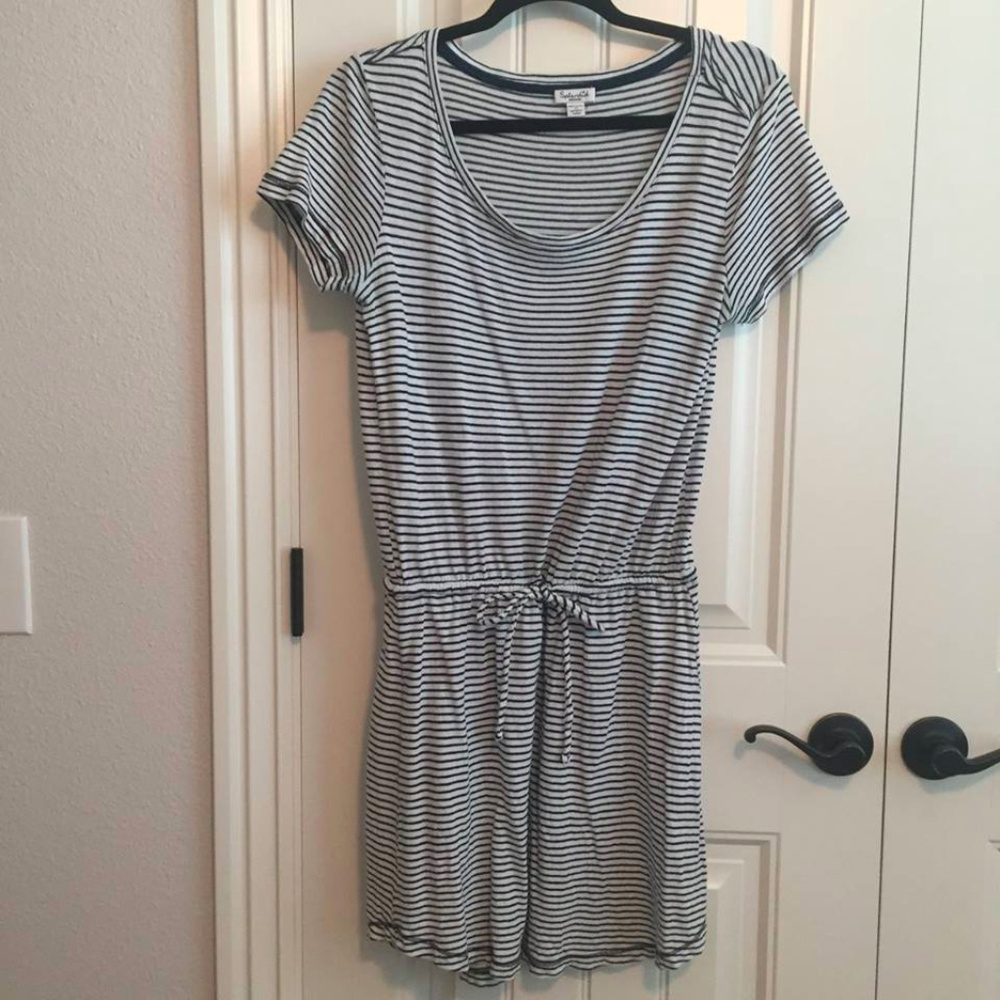 Splendid Striped Drawstring Dress